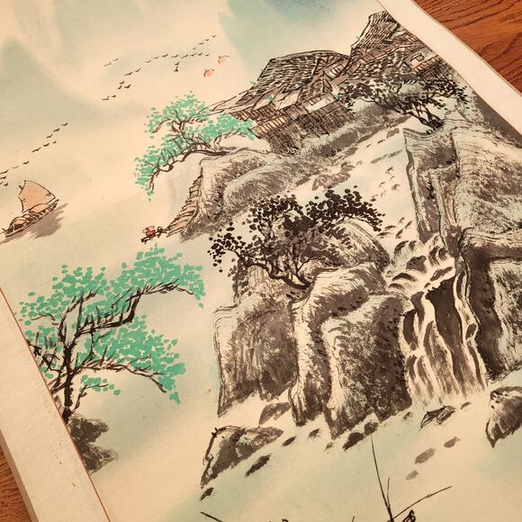 Vtg Chinese Scroll Paintings Artwork Bundle Crane Blossom Waterfall - Picture 9 of 15